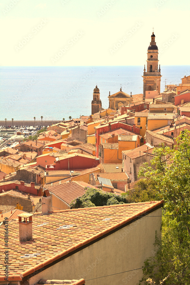 Obraz premium Sunset in the port of Menton, France