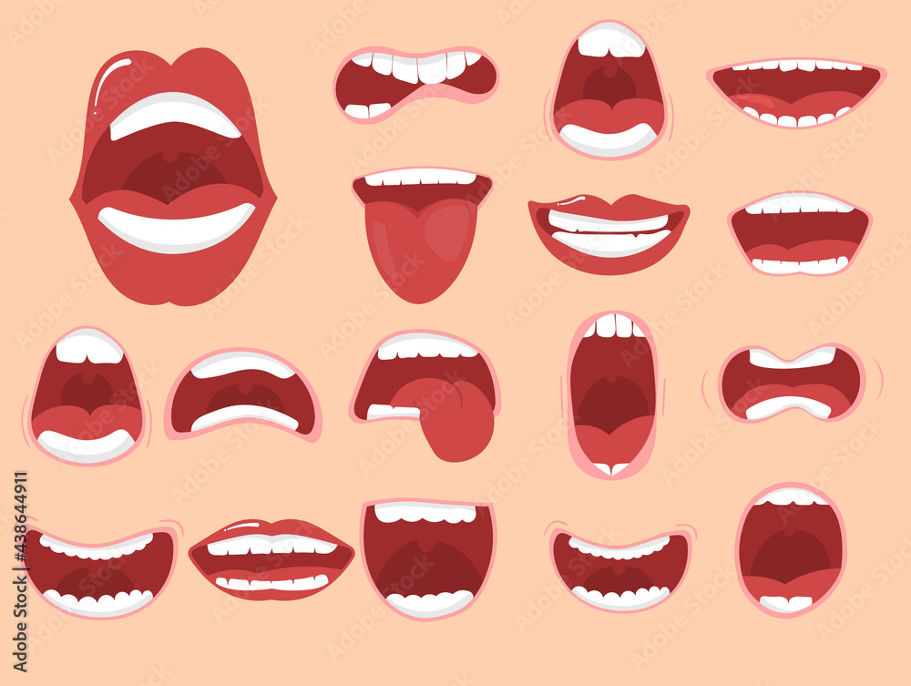 Fototapeta premium Mouth options with lips, tongue and teeth