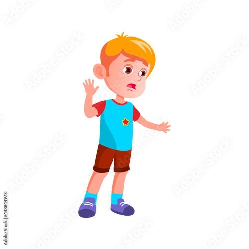 confused boy searching lost toy at home cartoon vector. confused boy searching lost toy at home character. isolated flat cartoon illustration