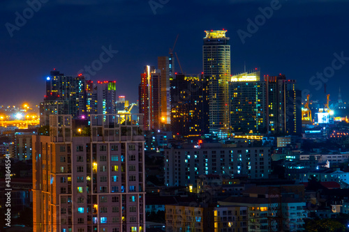 Bangkok cityscape night light and tower building