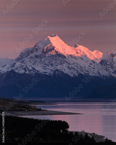 new zealand, south island, lake pukaki, mount cook, morning mood, 