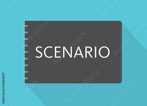 spiral notebook with scenario word- vector illustration photo