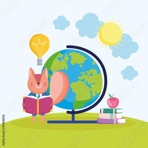 cartoon squirrel school