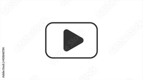 Abstract red play button on white background. Business technology. 
