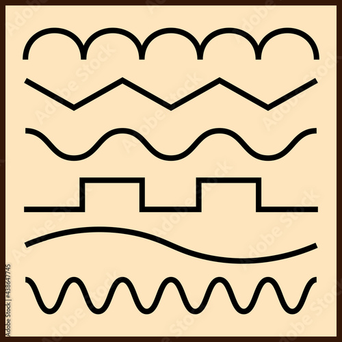Layouts of simple lines for Montessori busy board ideas. Elements for laser cutting of plywood toys. Vector illustration and drawing.