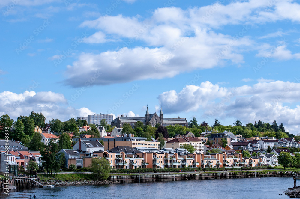 Norwegian fjord city landscape