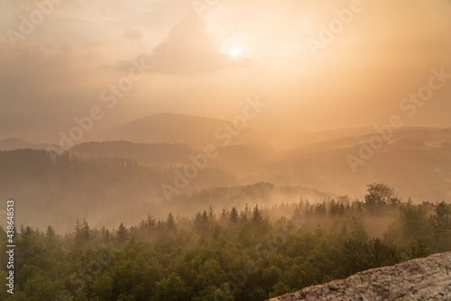 Rising haze during a summer shower in the Waldprechtstal in the northern Black Forest