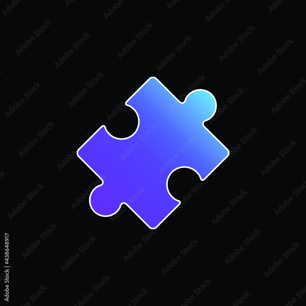 Black Rotated Puzzle Piece blue gradient vector icon Black Rotated Puzzle Piece blue gradient vector icon