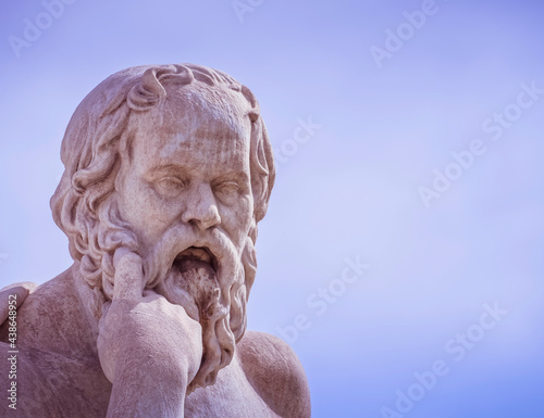 Socrates the ancient Greek philosopher statue head, space for your text