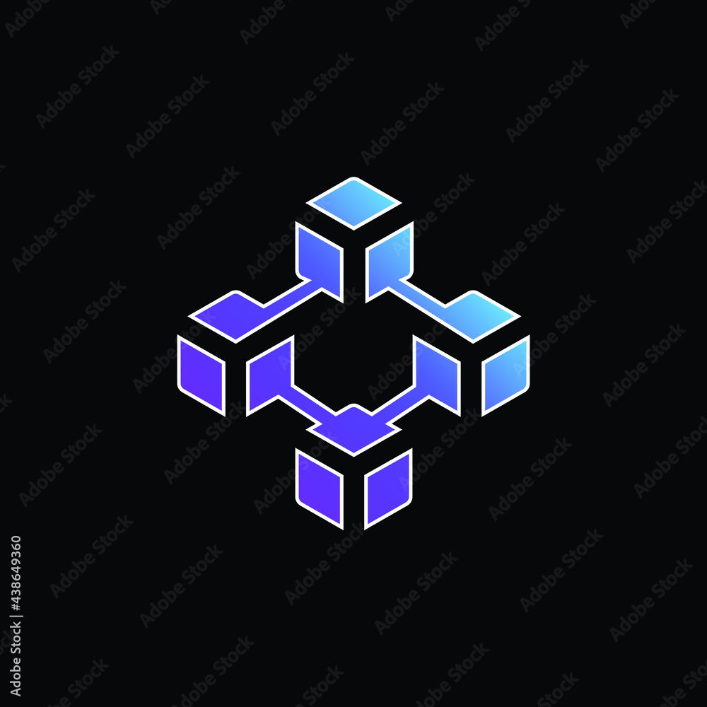 Blockchain blue gradient vector icon