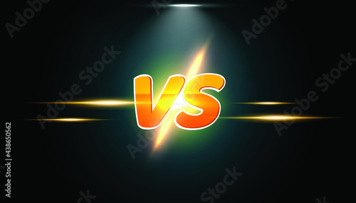 Versus VS screen banner for battle or comparision modern vector with spotlights background templates