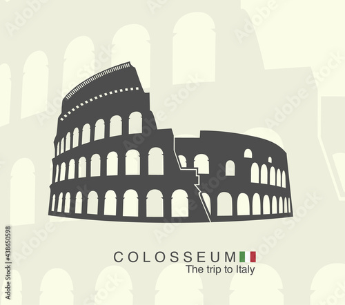 illustration of Roman amphitheatre Colosseum in Italy.