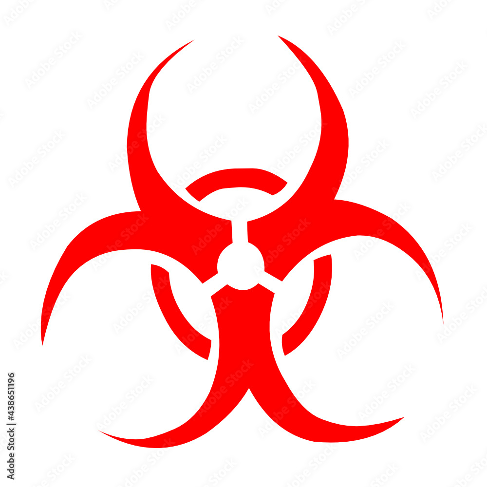 Red biohazard warning sign on isolated background Red biohazard warning sign on isolated background