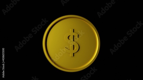 Gold coin isolate on black background
