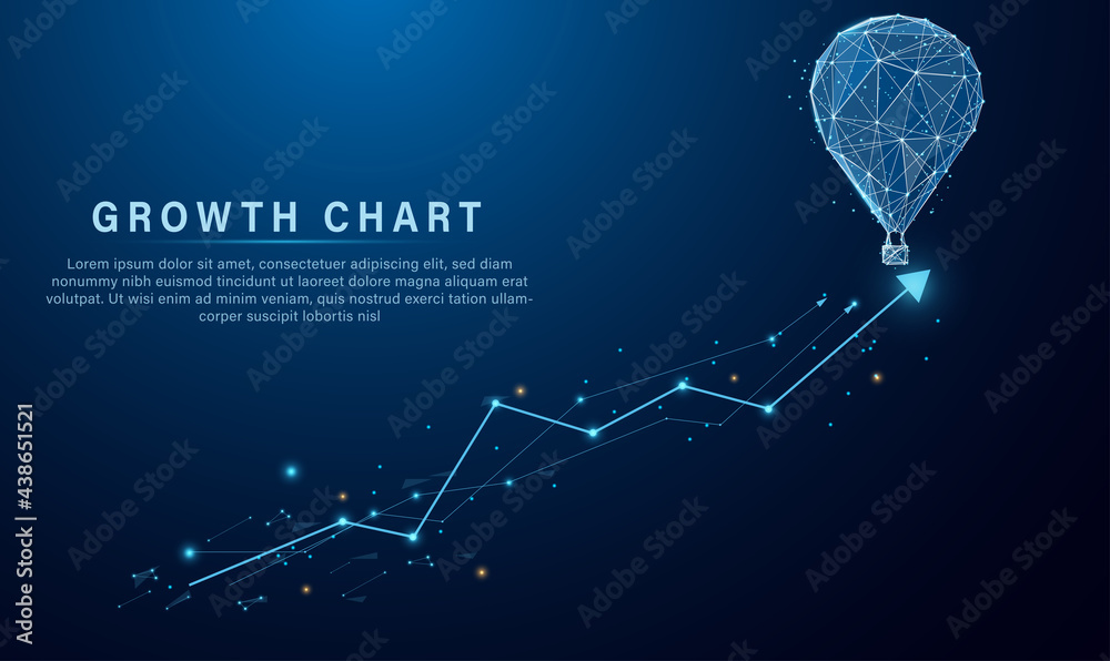 arrow up composed in low polygon or low poly design. growth symbol consists of lines, dots, and shapes. Business strategy or successful symbol. Business, finance, career, growing the concept.