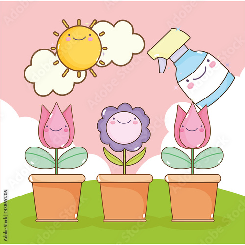 potted flowers kawaii
