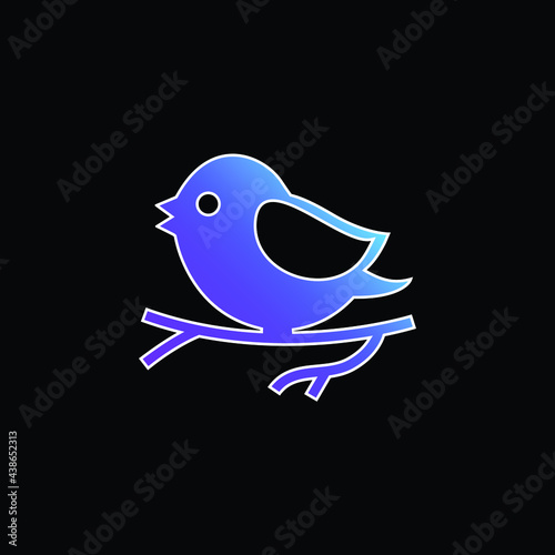 Bird On Branch blue gradient vector icon