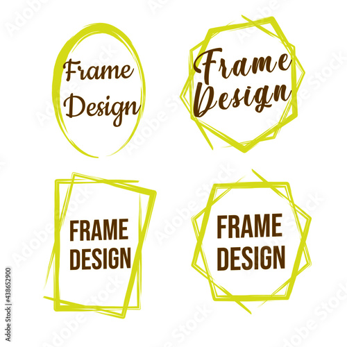 vector gold frame logo design in geometric illustration 