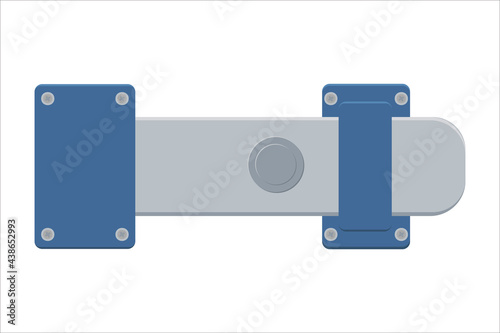 Door latch,  sliding lock with dead bolt in flat style.  Isolated on white background. Vector illustration.