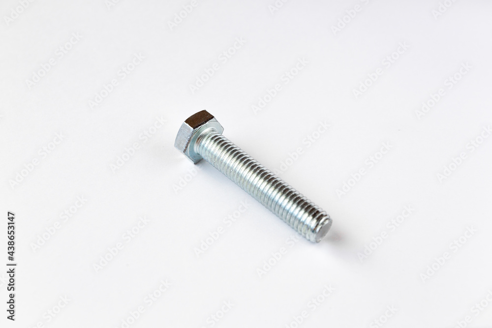 Fototapeta premium silver bolt on white background close-up