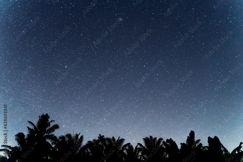 Fototapeta premium Abstract background of celestial stars, blurred wallpaper of the Milky Way at night, is a natural beauty. Seen during the time of the season in Thailand.