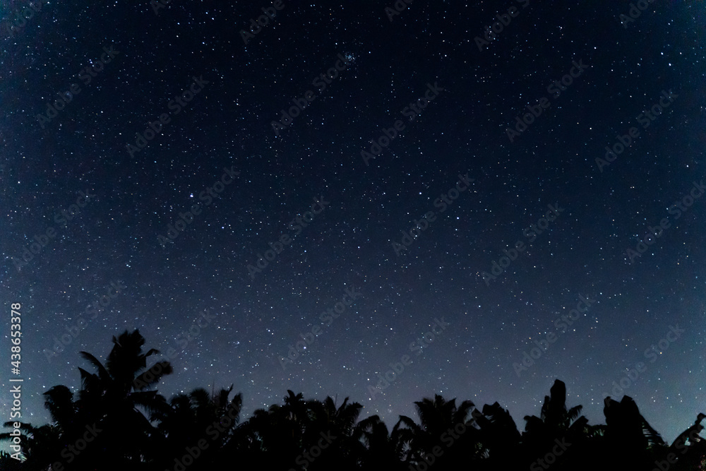 Naklejka premium Abstract background of celestial stars, blurred wallpaper of the Milky Way at night, is a natural beauty. Seen during the time of the season in Thailand.