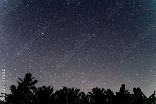 Abstract background of celestial stars, blurred wallpaper of the Milky Way at night, is a natural beauty. Seen during the time of the season in Thailand.