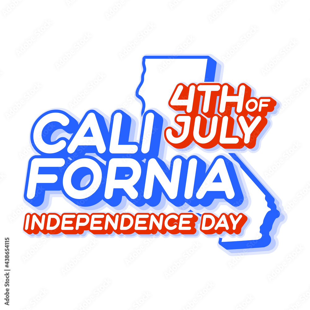 california state 4th of july independence day with map and USA national color 3D shape of US state Vector Illustration california state 4th of july independence day with map and USA national color 3D shape of US state Vector Illustration