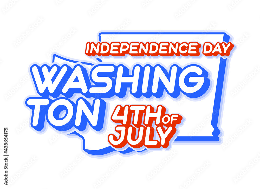 washington state 4th of july independence day with map and USA national color 3D shape of US state Vector Illustration