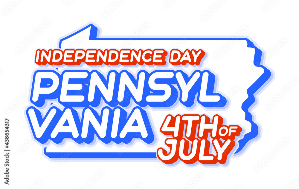pennsylvania state 4th of july independence day with map and USA national color 3D shape of US state Vector Illustration pennsylvania state 4th of july independence day with map and USA national color 3D shape of US state Vector Illustration