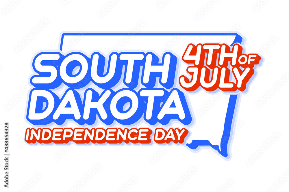 south dakota state 4th of july independence day with map and USA national color 3D shape of US state Vector Illustration