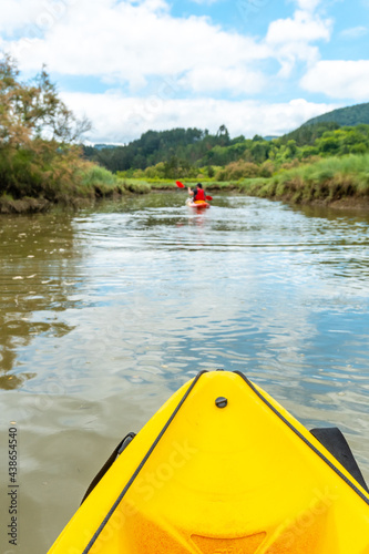 Kayak or canoe route in the marshes of the Urdaibai natural park, Basque Country. Bay of Biscay. Spain