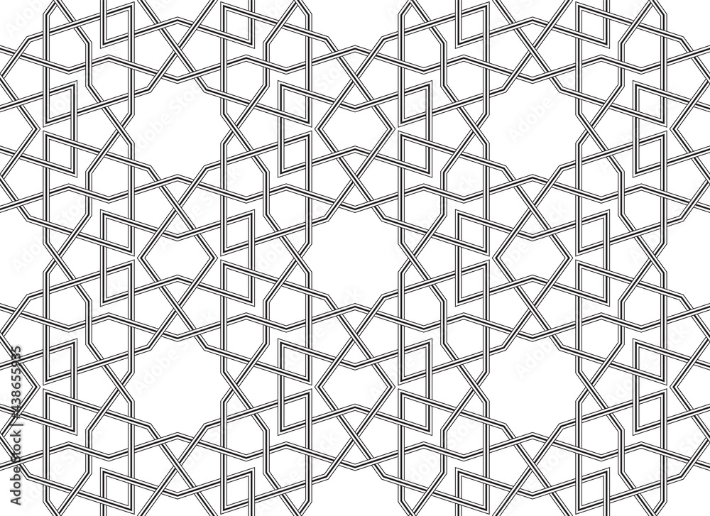 Seamless Pattern,  Arabic wallpaper, Geometric design, Vector illustration