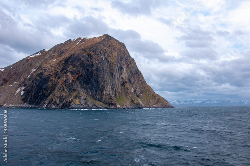 Norwegian fjords shore landscapes view from the sea