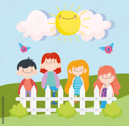 childrens in the garden