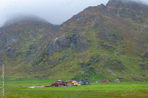 Norwegian fjords shore landscapes view from the sea photo