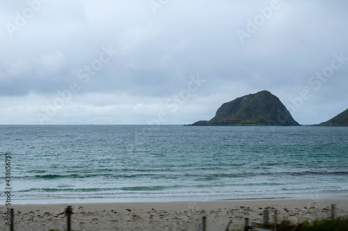 Norwegian fjords shore landscapes view from the sea photo