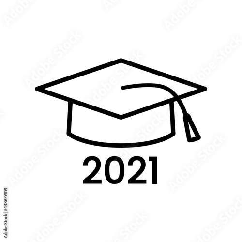 School hat vector line icon. University graduate student outline cap symbol. Academy diploma logo. College degree hat pictogram. Academic bachelor cap icon