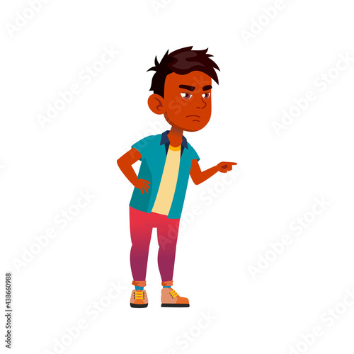 indian boy shaming and bullying classmate at school cartoon vector. indian boy shaming and bullying classmate at school character. isolated flat cartoon illustration