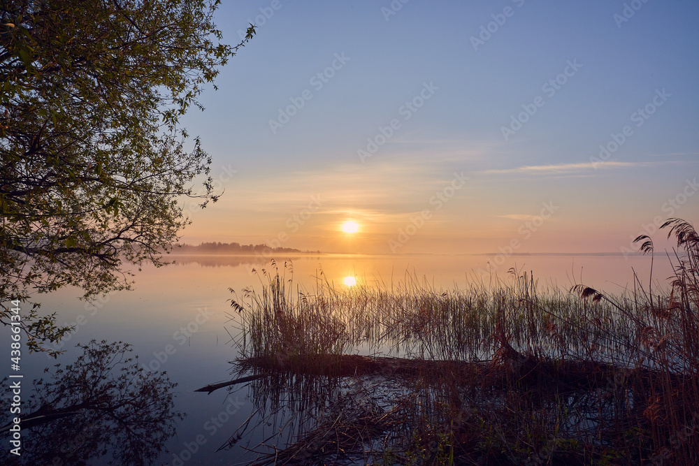 Morning by the lake. Beautiful spring sunrise Morning by the lake. Beautiful spring sunrise