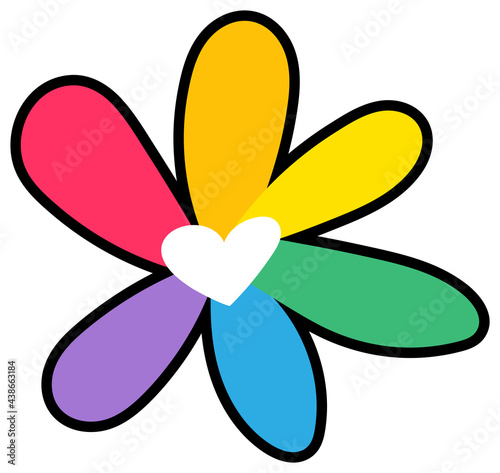 Lgbtqi flower with petals spectrum color vector
