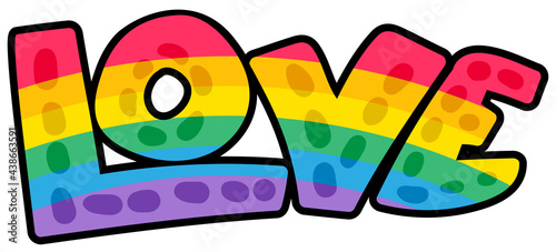 Love word painted lgbtqi colors sticker vector
