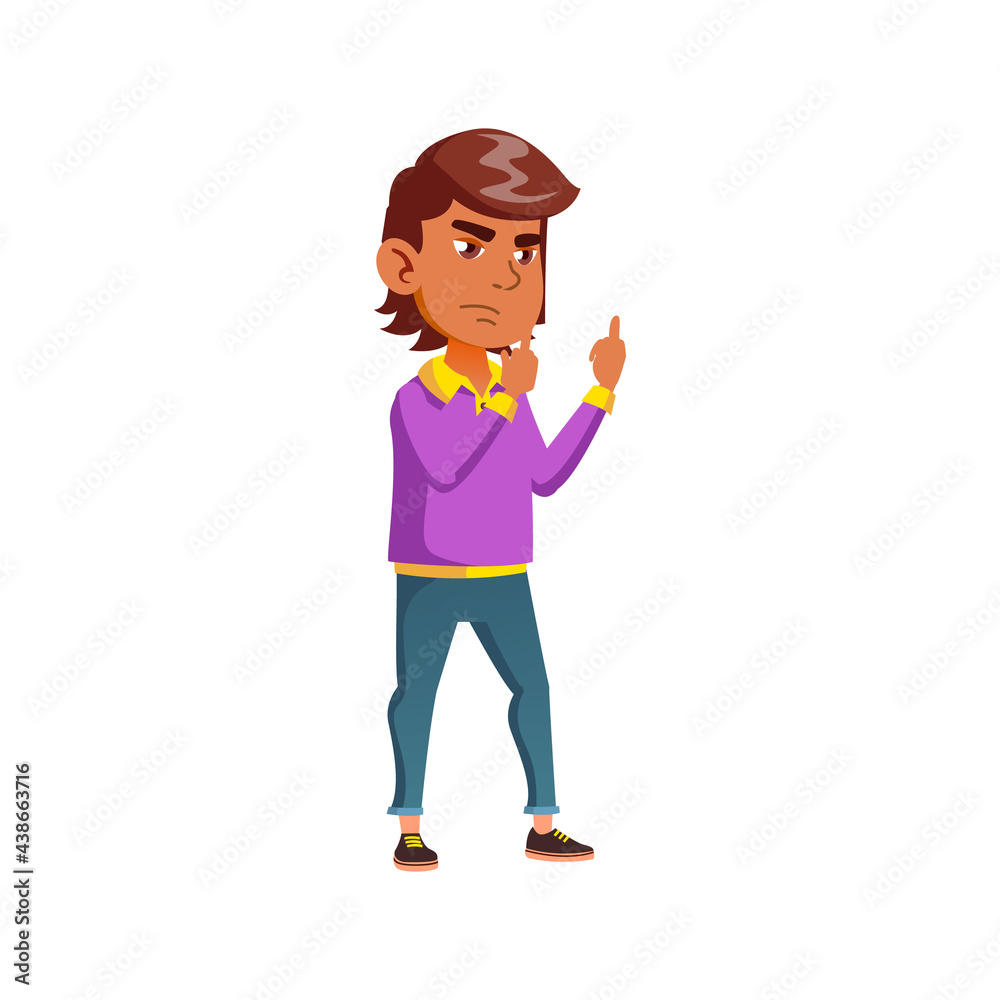 latino pre teen boy gesturing middle fingers pupil at school cartoon vector. latino pre teen boy gesturing middle fingers pupil at school character. isolated flat cartoon illustration latino pre teen boy gesturing middle fingers pupil at school cartoon vector. latino pre teen boy gesturing middle fingers pupil at school character. isolated flat cartoon illustration