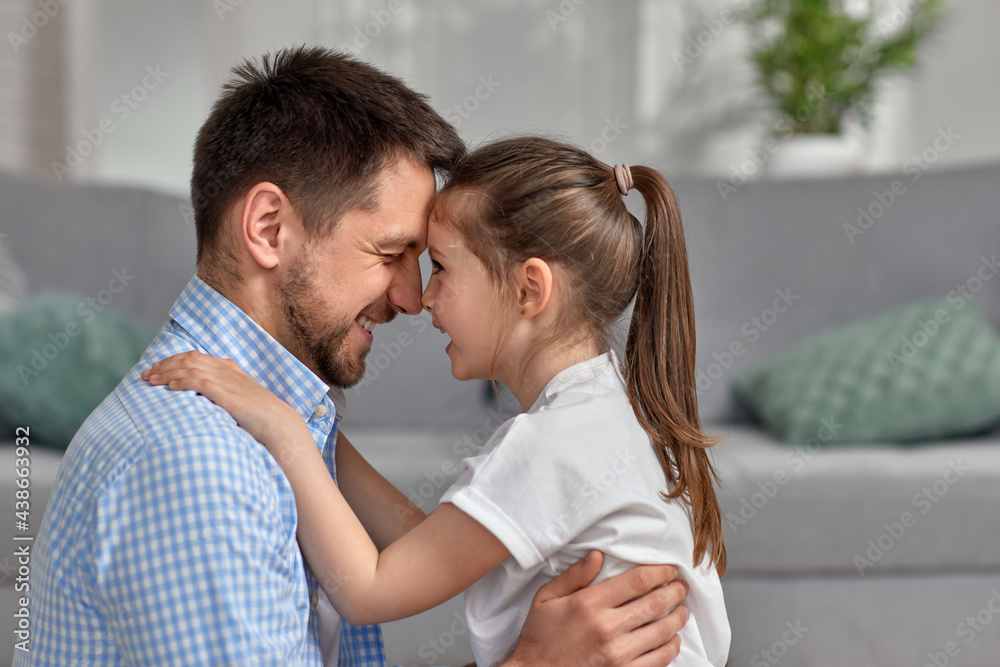 cute child daughter and father hug. father's day cute child daughter and father hug. father's day