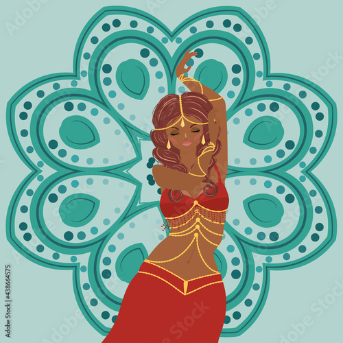 Belly dancer girl in red dress design