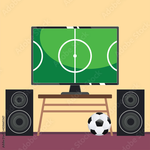 Football on TV screen