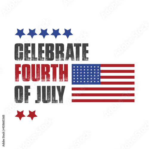 American flag retro type independence Day 4th July celebration. Happy 4th of July Independence Day Holiday 