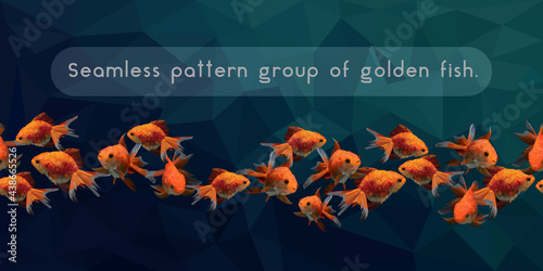 Seamless patterns art of polygonal golden fish.
