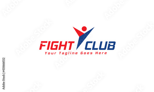 Fight club logo design vector. Abstract sport logo template isolated on white