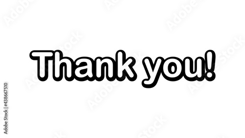Thank you lettering black and white typography